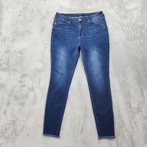 S.O.N.G. Jeans Womens 17/33 Juniors Blue Mid Rise Skinny Raw Hem Stretch Denim